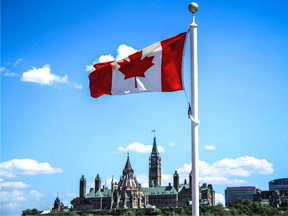 Canadian flag on Parliament Hill