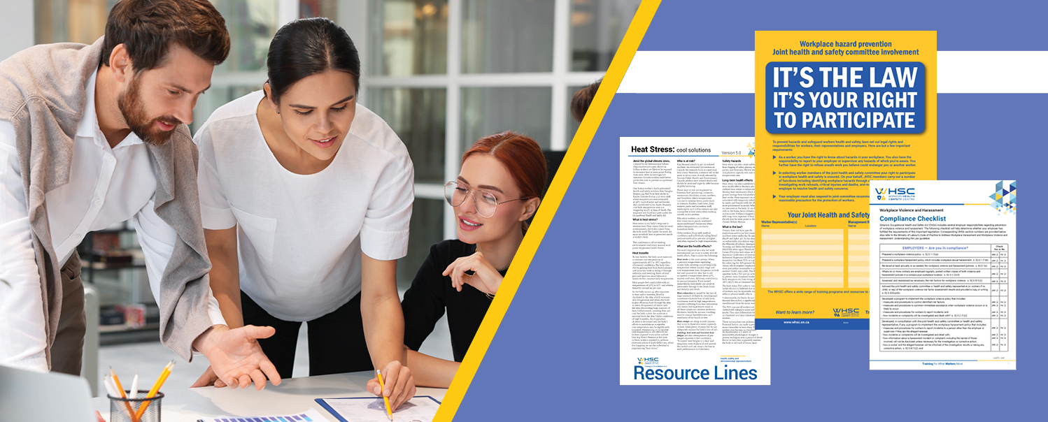 Students review WHSC health and safety publications in classroom